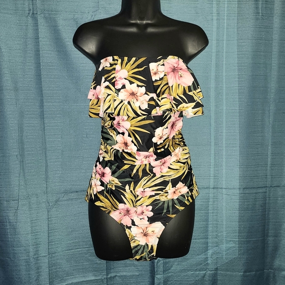 Kona Sol Strapless Floral Swimsuit - Picture 2 of 5